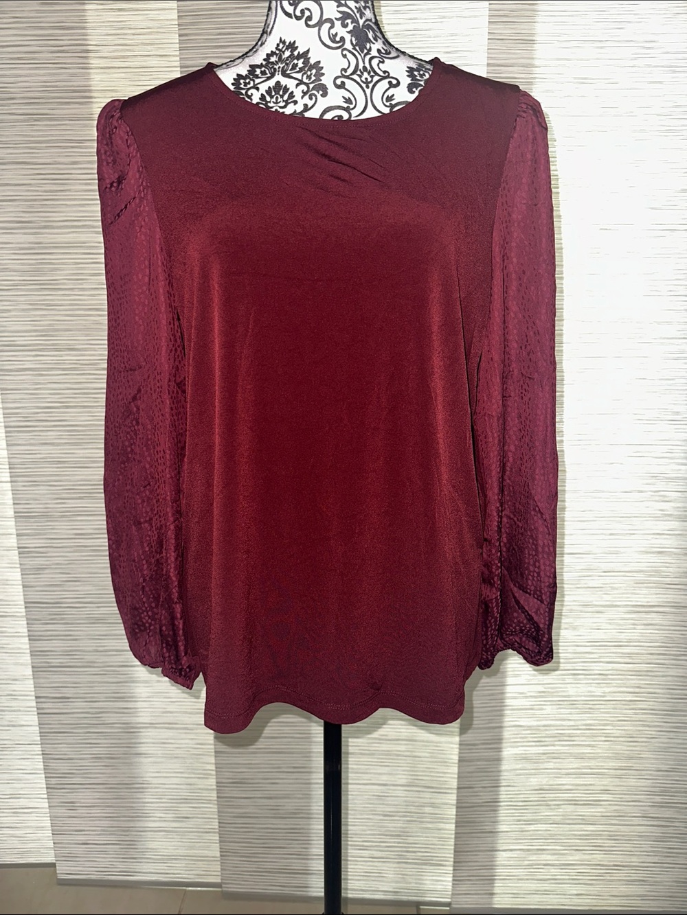 Susan Graver Burgundy Long-Sleeve Blouse Sz. M